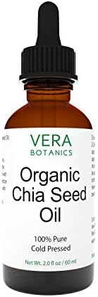 Vera Botanics ORGANIC CHIA SEED OIL 100% Pure & Natural, Unrefined, Cold-Pressed For Face, Dry Skin, Nails, Lips, Body & Hair - Reduce Hair Breakage, Appearance of Scars from Psoriasis, Eczema & Acne
