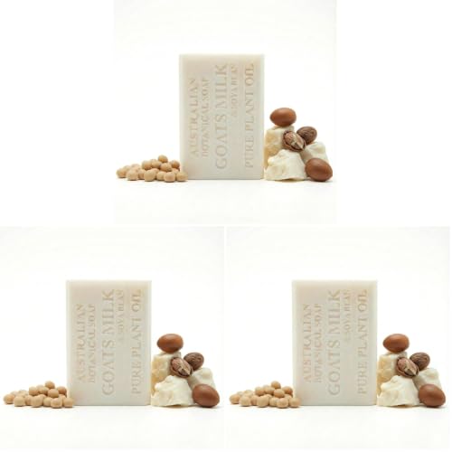 Image of Australian Botanical Soap Goat Milk Soap Bar - Triple-Milled Body Cleanser with Shea Butter & Soya Bean Oil - Gentle Hydration for Sensitive Skin 6.8 oz - 3 Pack
