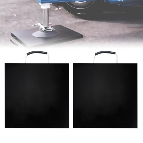 RYANSTAR RACING 2 Pack RV Stabilizing Jack Pads - Stackable Leveling Blocks with Handle for RV, Trailer, Crane - Waterproof Outrigger Pads, Black (12x12x1 Inch)