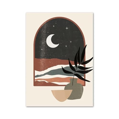 Affiche boho soleil lune pour salon chaleureux | Décoration géométrique 50x70cm