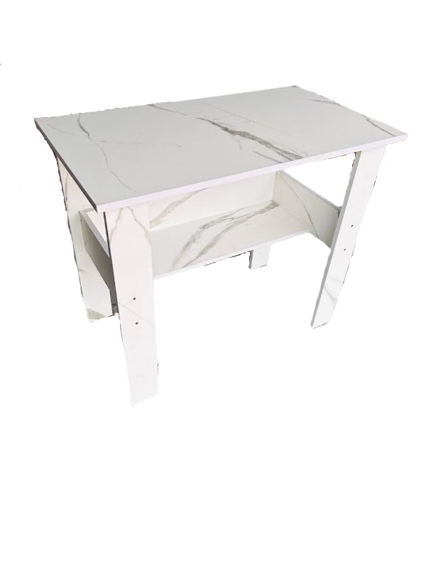 Image of SBF Furniture Engineered Wood Computer Desk with One Tier Shelves Laptop Study Table for Office Home Workstation Writing Modern Desk (ST-004 /90 x 50 x 77 cm) (WhiteMarble) DIY(Do-It-Yourself)