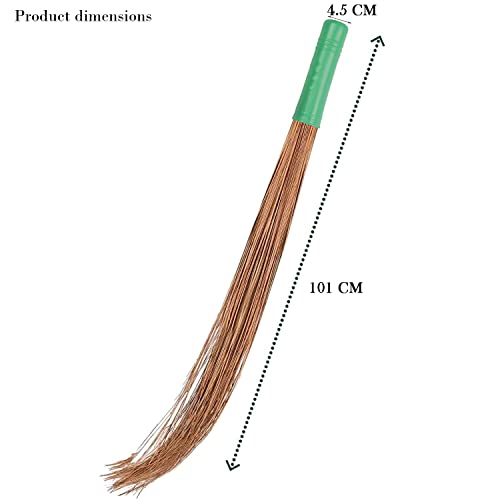 Image of Zureni Traditional Coconut Leaf Grass 40 inch Long Broomstick Washable Seekh Jhaadu with Firm & Comfortable Grip Ideal for Wet Surface Cleaning (Pack of 1, 400 Gm, Random Colors)
