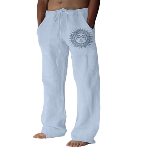 Puimentiua Leinenhose Herren,Lang Leichte Sommerhose,Loose Fit...