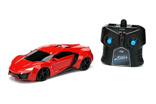 Jada Toys 253203020 Fast & Furious Lykan Hypersport, afstandsbediening 2-kanaals radiografische besturing, turbofunctie, RC auto rijdt vooruit-achteruit, links rechts, schaal 1:24, rood