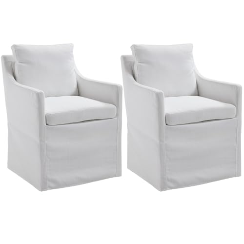 Kmax Slipcovered Dining Chairs Set of 2, Modern Upholstered Barrel