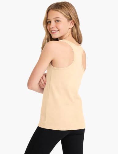Image of Auranso Girls Tank Tops Cotton Sleeveless Undershirts Athletic Dance Tops