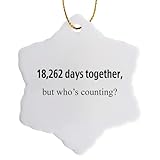 3dRose ORN_112217_1 18262 Days Together But Whos Counting Happy 50th Anniversary Snowflake Ornament, 3-Inch, Porcelain