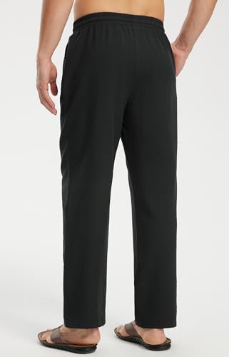 Libin Men's Imitation Linen Pants Elastic Waist Beach Summer Casual Pants Lightweight Travel Long Trousers with Pockets2