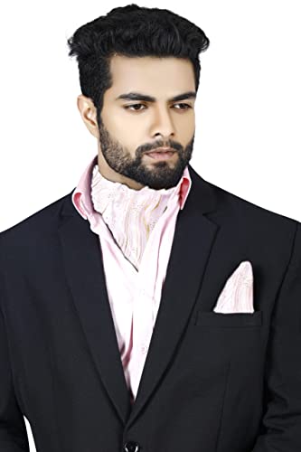 Image of BLACKSMITH Jacquard Microfiber Neckwear Ascot and Matching Pocket Square Set for Men
