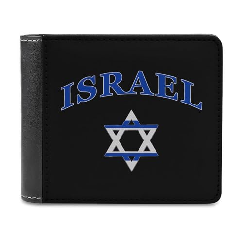 Israel Flag Israelites Israeli Men's Minimalist Wallet Blocking Leather Bifold Wallets Slim Purse with 6 Credit Card