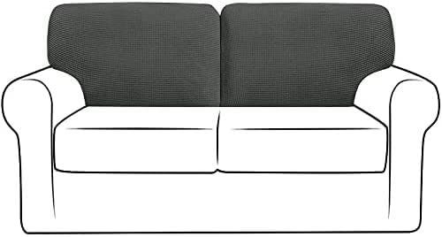 XVBVS Stretch Sofa Backrest Covers, Couch Back Cushion Covers, Replacement Jacquard Polar Fleece Sofa Back T-Cushion Slipcover with Non-slip Drawstring (Color : Dark Gray, Size : Left+Right)