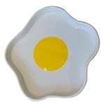 NULYLU Keramik Frühstücksteller 16x16cm mit Unregelmäßiger Form und Pochiertem Ei Motiv Multifunktional als Dessert und Salatteller für Haushalt und