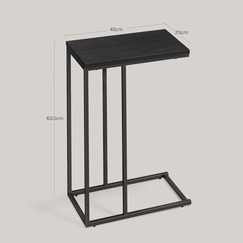 WOLTU End Table, Coffee Table, for Coffee Laptop, with Metal Frame Nightstand, Black, TSG17sz