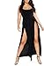 Loxdonz Women's Stretchy Split Maxi Long Skirt Plain Side Slit Beach Party Maxi Skirts (Small, Black)