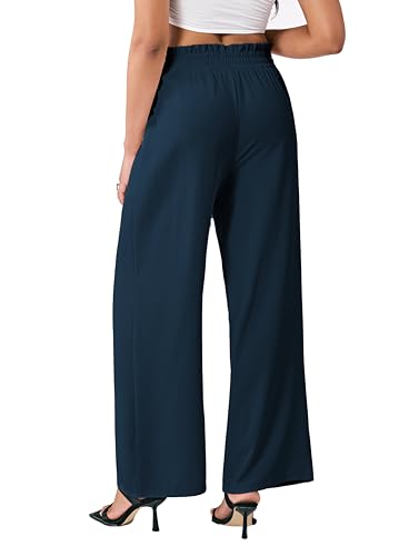 Palazzo Pants for Women Casual, Women's Wide Leg Pants with High Waist Adjustable Knot, Comfy Workwear3