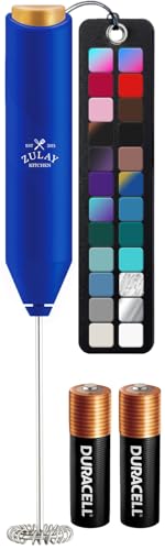 Image of Zulay Kitchen Duracell Powered Milk Frother Handheld Foam Maker - Whisk Drink Mixer for Coffee, Latte, Matcha, Cappuccino - Mini Foamer by Milk Boss - Batteries Included - (Blue /Gold)