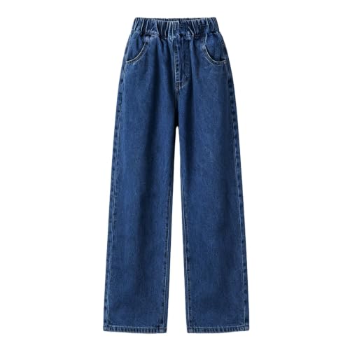 Ayolanni Girls Pants Size 6 Girls Jeans Trendy Elastic Waist Straight Leg Denim Pants Kids Teen Clothes Blue - image 4