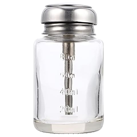 Beavorty 100Ml Glas Pumpe Spender Flasche Push Unten Dispenser Glas Flüssigkeit Nachfüllbar Leere Pumpe Flasche Nagellack Entferner Flasche Cover