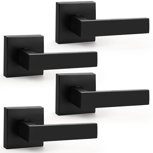 Probrico 4 Pack| Dummy Door Handles in Matte Black Non-Turning Interior Door Levers Heavy Duty Reversible Indoor Handles for Closet Pantry