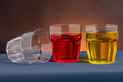 Image of Round Polycarbonate Unbreakable Drinking Glass Set of 6 (300 ml, Transparent) - Plastic Tumblers for Water, Juice, Beer & Cold Drinks | Reusable Glass for Home, Kitchen, Restaurant (ICED-Clear)