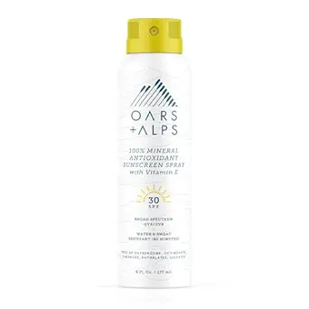 Oars + Alps SPF Mineral Sunscreen Spray for Face & Body, SPF 30, Water & Sweat Resistant