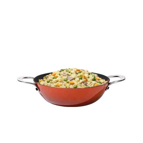 Image of CUMIN CO. Enamel Cast Iron Kadai LITE | 2L, 24 cm |5 Years Warranty | Non Toxic Heavy Bottom Kadhai for Frying | Induction & Gas Compatible | Chemical Free Coating | Color: Rust