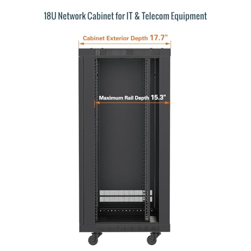 Tecmojo 18U Wall Mount Rack,18U Rack 17.7 Inch Depth,Hold Up to 176 Lbs ...