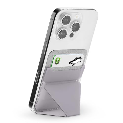 明誠 スマホスタンド カード入れ MagSafe対応 マグセーフ カードケース マグネット式 iPhoneスタンド 強力磁力 For iPhone 17/Air/17 Pro/17 Pro Max/16/15/14/13/12シリーズ対応 カード2枚収納 薄型 軽量 折り畳み式 多角度調節（ライトグレー）