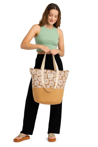 Image of Roxy Women's Beach Tote Bag | Travel | Vacation | Straw | Lightweight | Breathable, Waikiki Life - Portabella Tile