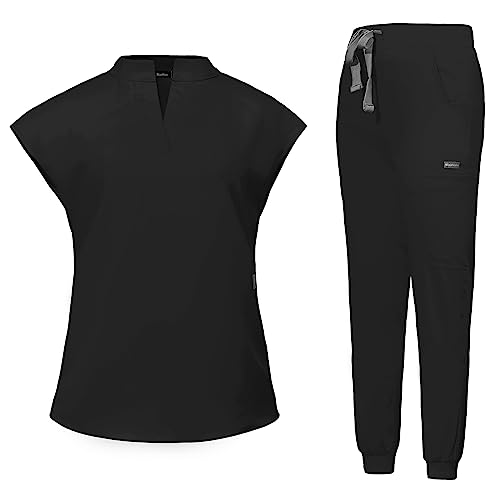 Scrubs for Women Set Top & Jogger Scrubs for Women Suit with Zipp...