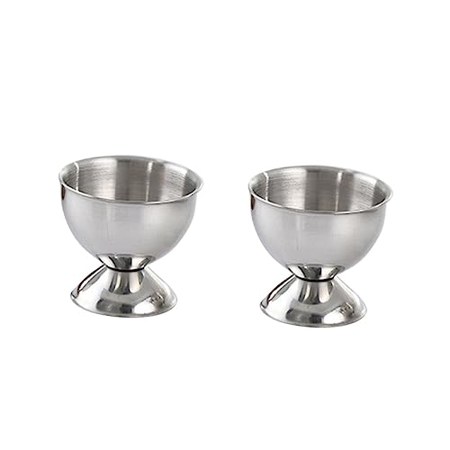 HEALLILY 2pcs Stainless Steel Egg Holder Egg Cup Stand Stylish Tabletop Kitchen Tool for Breakfast and Brunch for Home Restaurant Use