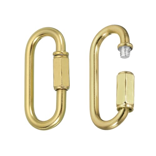 MECCANIXITY Chain Connectors, 6mm Thick Quick Link Screw Lock Oval Clips for Chandelier Pendant Lights, Copper, Pack of 2