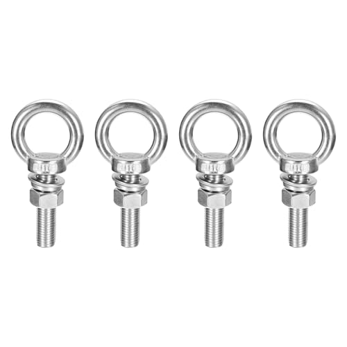 Image of uxcell Lifting Eye Bolt, 4 Sets M16 x 60mm Eye Bolt with Nut Washer 304 Stainless Steel Shoulder Lifting Ring Eye Bolt for Hanging Item
