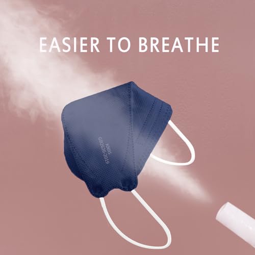 Image of Borje KN95 Face Masks, 100 Pcs Disposable Face Masks, Navy Blue Mask Against PM2.5 from Fire Smoke & Dust Filter Efficiency 95%