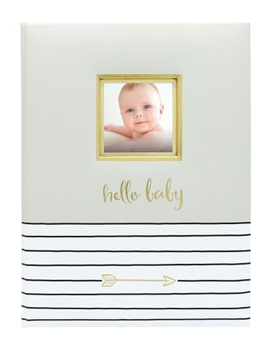 Image of Pearhead Hello Baby First 5 Years Memory Book, Gender-Neutral Baby Keepsake for New and Expectant Parents, Pregnancy And Milestone Journal, Gray