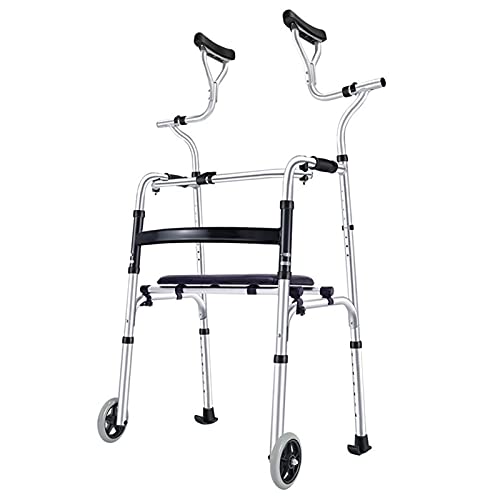 Déambulateur pliable avec siège et support axillaire pour senior