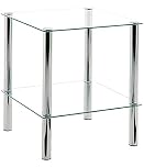 HAKU End Table Chrome, Metal, Tempered Glass - Dim.: W 39 x H 47 x D 39 cm, Style: Modern