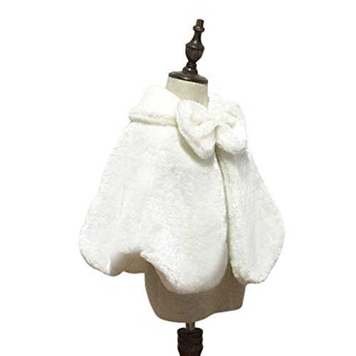 Flower Girls Winter Soft Plush Shrug Princess Lapel Bowknot Shoulder Cape2