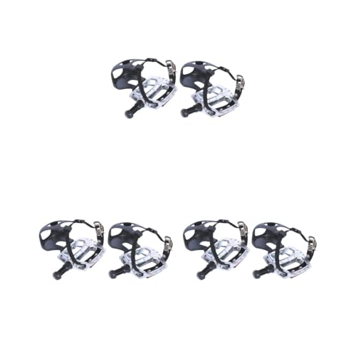 Juego de 3 pedales de bicicleta estática con correas y clips para los dedos, pedal de plataforma de 9/16 pulgadas o 1/2 pulgadas de largo, eje de 14 mm