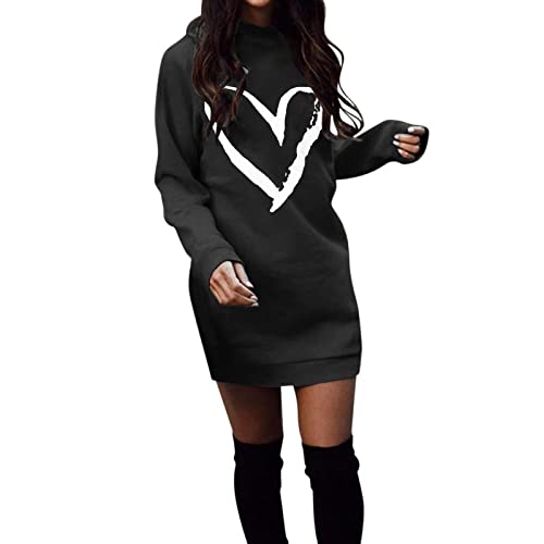 Pulloverkleid Damen Winter -Sweatkleid Damen Ohne Kapuze Winterkleid Damen Langarm Warm Mini Kleider Sexy Kurz Oversize Sweatshirts Casual Pulli Kleid...