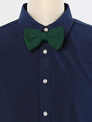 Allegra K Men's Pre-Tied Bowtie Adjustable Neck Solid Color Knitted Bow Tie One Size Deep Green #TOP1