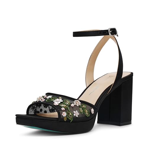 Sandale à talon Kirra Betsey Johnson en cuir véritable et strass