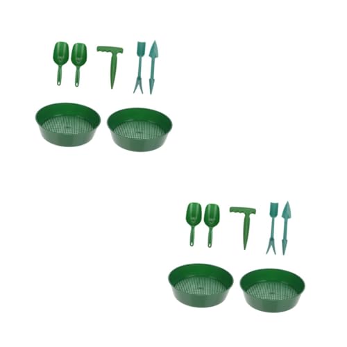 POPETPOP Lot De 2 Outils De Jardinage Pelles Petit Tamis Accessoires De Plantation Tamis De Sol Outil De Creusement du Sol Tamis De Plantation en Polypropylène Vert
