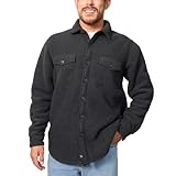 Freedom Foundry Men's Fleece Heavyweight Jackets Super Plush Sherpa Lined Jacket Shirt (Solid Black, Medium)