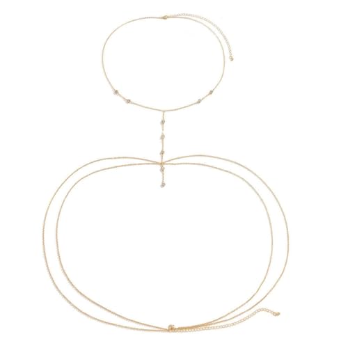 SURALIN 1 pièces Chaine de Corps Femme, Or Chaîne de Soutien-Gorge, Chaîne de Poitrine, Vacances à la plage d'été, Bijoux de Corps
