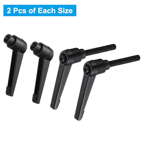 Image of uxcell 4pcs Clamping Lever Adjustable Handle Set Metric M6 x 40mm Male & M6 Female Thread Level Handles Hand Stud Knobs Quick Release Black for Lathe Machinery