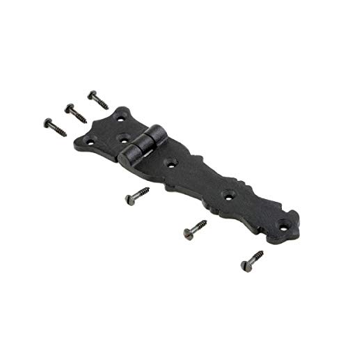 Renovators Supply Manufacturing Black Wrought Iron Shed Door Hinge 5.5 In Antique Fleur De Lis Style Decorative Flush Mount Cast Iron Barn Door Shed Hinge With Hardware #TOP8