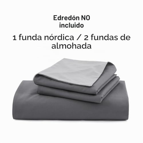 Miniatura 7 de Bedsure - Ropa De Cama De 200 X 200 Cm, Color Antracita Y Gris, Juego De Ropa De Cama De Algodón, Reversible, 3 Piezas, Con 2 Fundas De Almohada De 80 X 80 Cm, Oeko-Tex, Funda Nórdica Bicolor Con