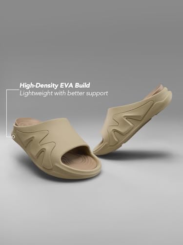 Image of The Souled Store Slides 2.0: Men and Boys Slip On Sliders Streetwear High Density EVA Cushioned EVA Sole Durable Outsole Slip On Construction Lightweight and Arch Support
