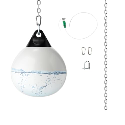 KOMFOTTEU Saco de Boxeo de Agua, Bolsa de Boxeo Rellenable con Agua, Saco de Entrenamiento con Manguera de Inyección y Cadena de Metal Ajustable, Punching Ball para Adultos y Niños (Blanco)